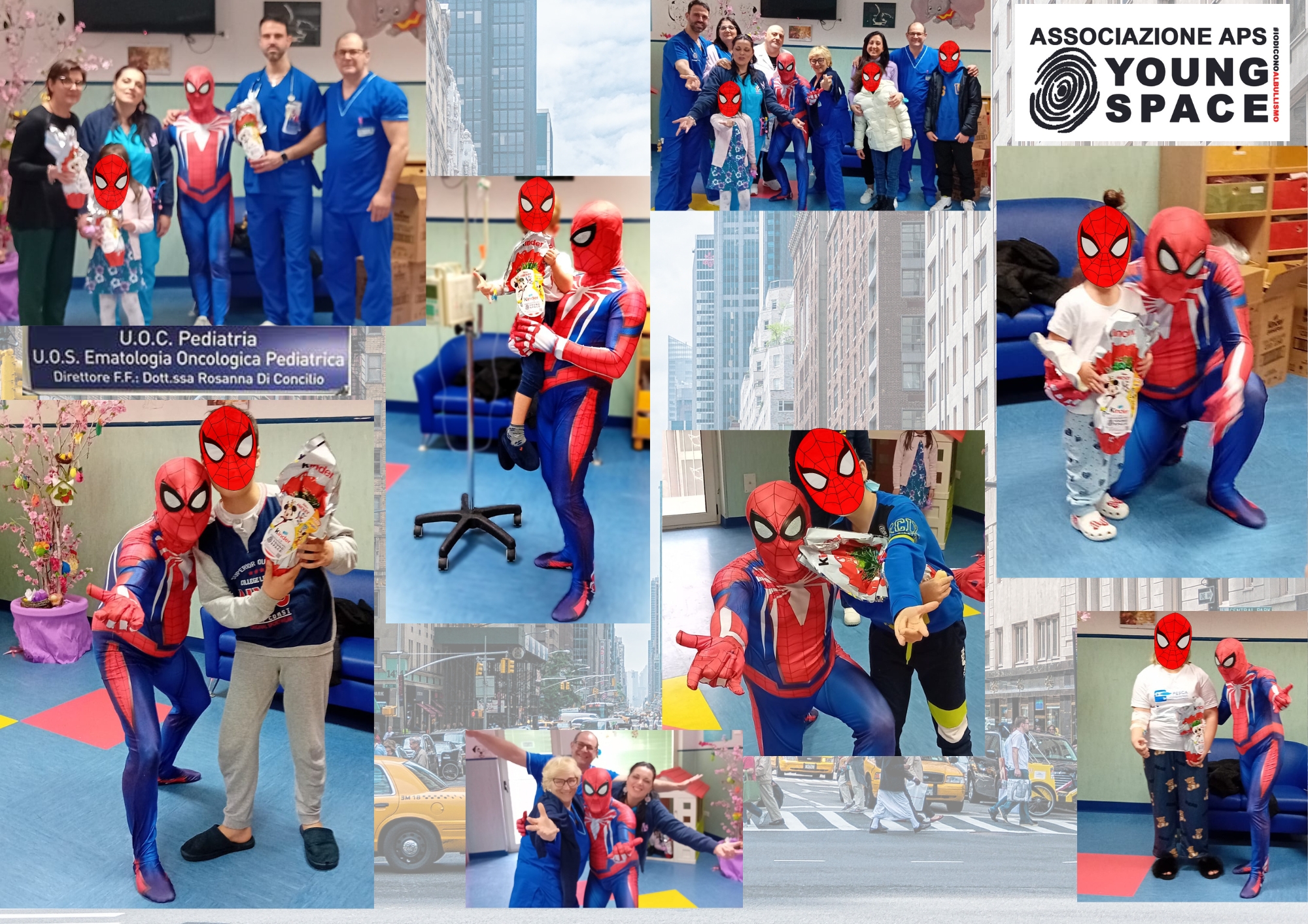 Castellammare, Spider man e l'associazione Young Space donano uova di Pasqua ai piccoli pazienti 